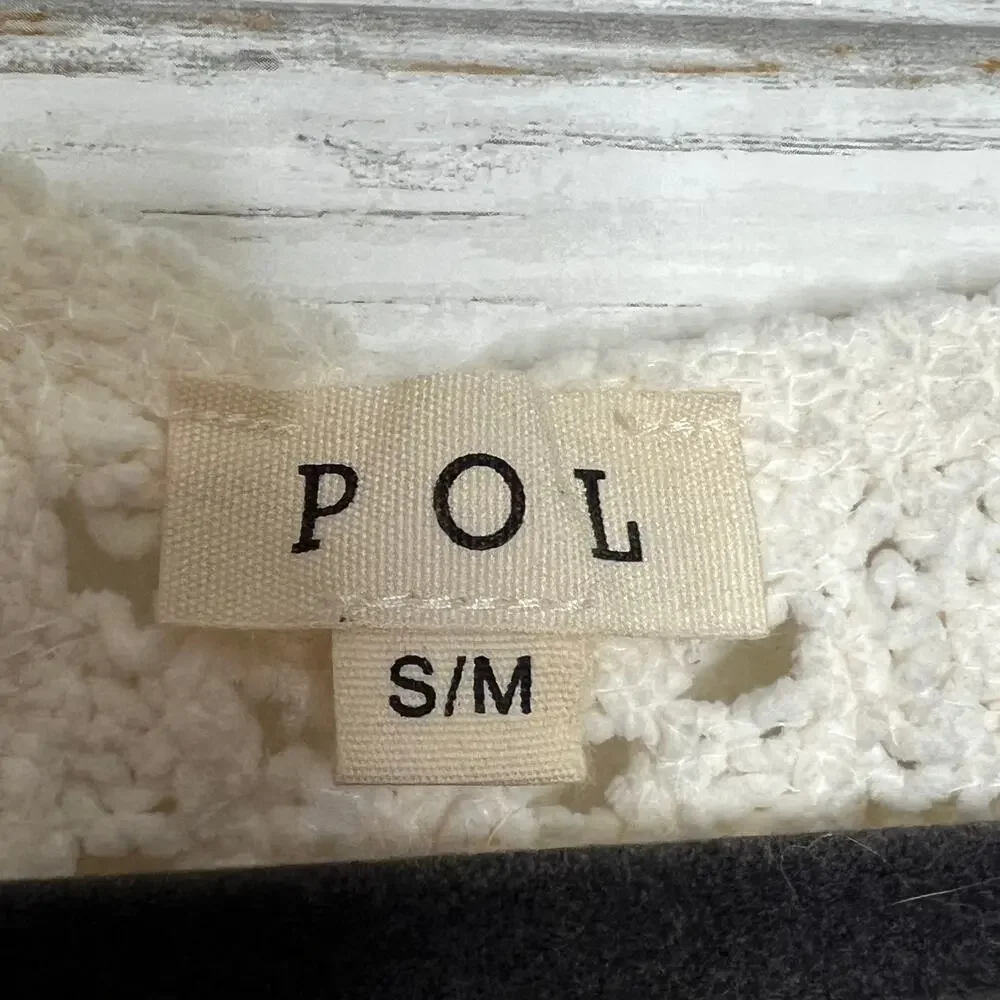 POL Crochet Cardigan Sweater Cream Ivory Size Medium